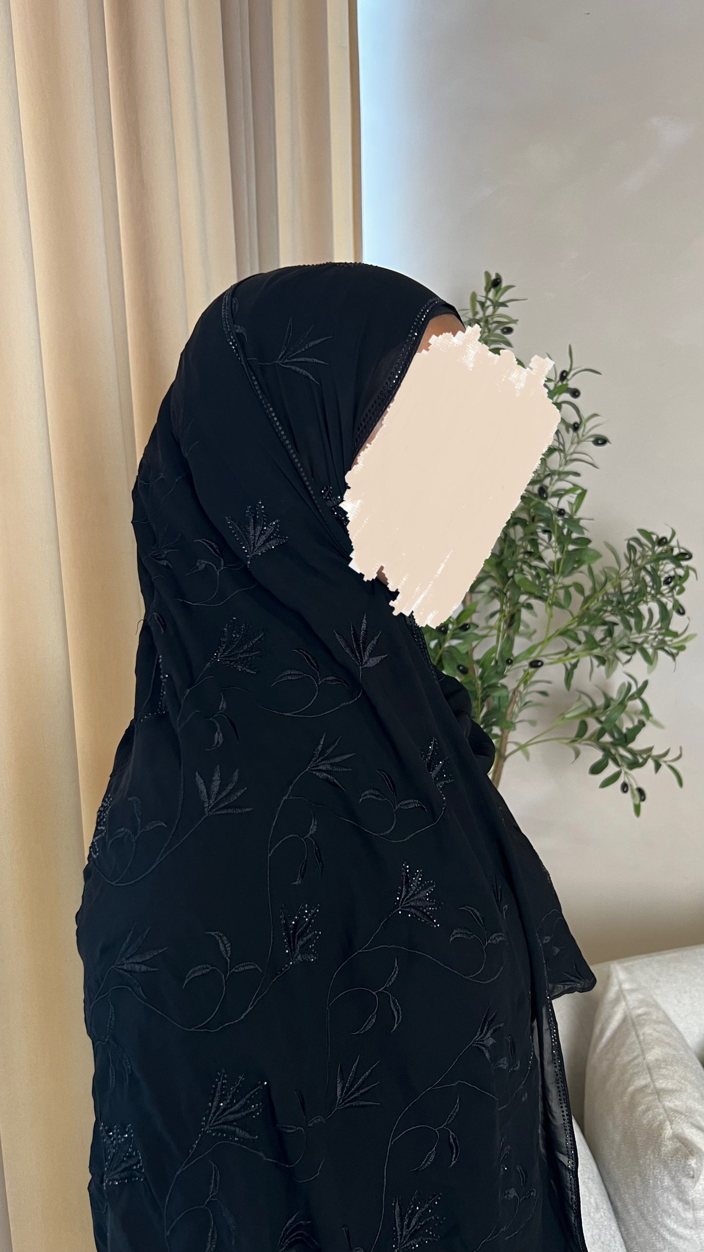 Double Bead Flower Print Hijab